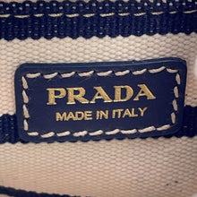 Load image into Gallery viewer, PRADA Striped Fabric Mini Pouch Ivory/Navy1NR16H 2HJN_F0C56 Canvas Leather