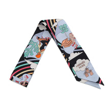 Load image into Gallery viewer, HERMES Twilly Flying Carres Volants Noir/Ciel/Multicolor Silk100%