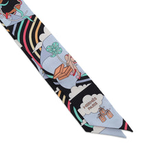 Load image into Gallery viewer, HERMES Twilly Flying Carres Volants Noir/Ciel/Multicolor Silk100%