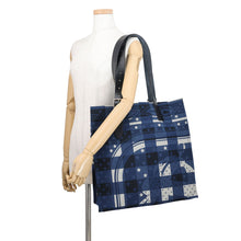 Load image into Gallery viewer, HERMES Etrivière Shopping Bag Tote Blue Abyss/Ecru/Black Toile H・Plume Viking Vache Hunter Leather