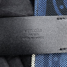 Load image into Gallery viewer, HERMES Etrivière Shopping Bag Tote Blue Abyss/Ecru/Black Toile H・Plume Viking Vache Hunter Leather