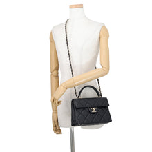 将图像加载到图库查看器中,CHANEL Matelasse Top Handle Flap Bag BlackAS4711 Caviar Leather Size Mini