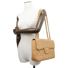 Load image into Gallery viewer, CHANEL Jumbo Matelasse ChainShoulder Bag BeigeA04412 Caviar Leather Size 30