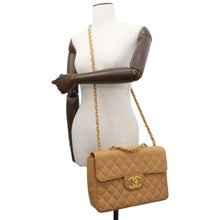 Load image into Gallery viewer, CHANEL Jumbo Matelasse ChainShoulder Bag BeigeA04412 Caviar Leather Size 30
