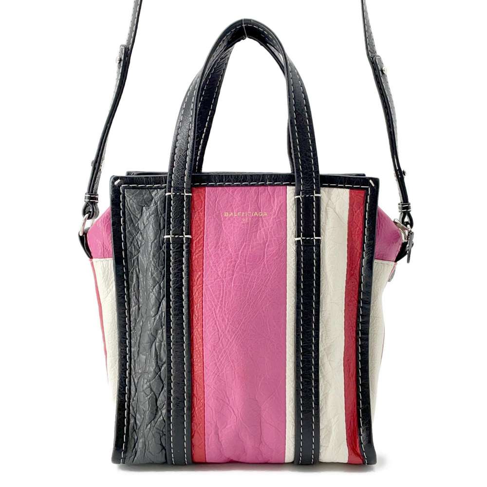 BALENCIAGA Bazar 2way Tote Bag Black/Multicolor 452458 Leather Size XS