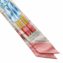 Load image into Gallery viewer, HERMES Twilly Jumping JUMPING BeigeRose/view Rose/Blue Silk100%