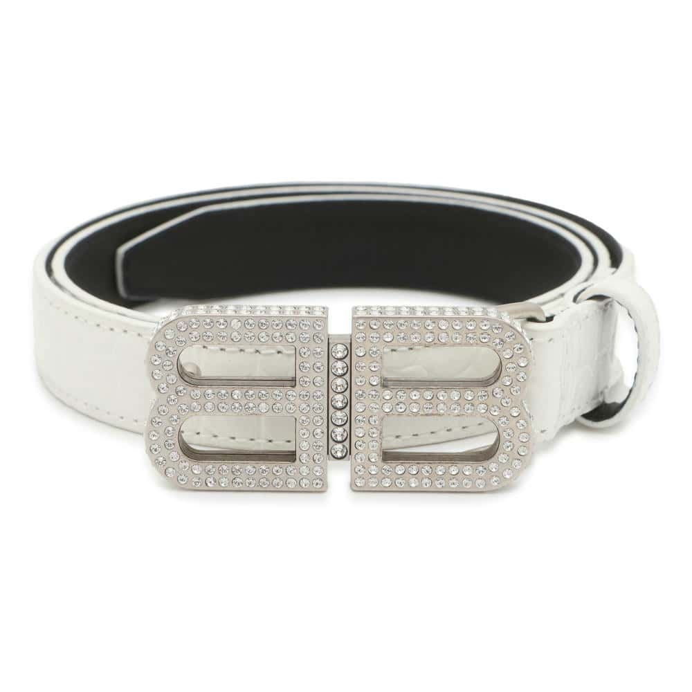 BALENCIAGA BB Buckle Belt Size 70 White673518 Crocodile-embossed Leath–  GALLERY RARE Global Online Store