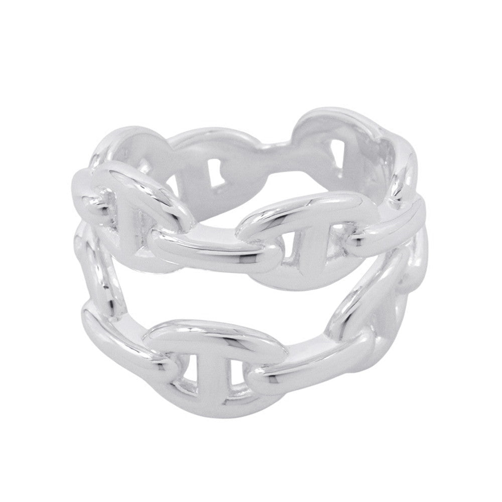 HERMES Chaine d'Ancre Double Row Ring Size 54 SV925– GALLERY RARE