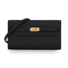 将图像加载到图库查看器中,HERMES Kelly wallet long to go Black Epsom