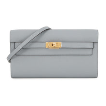 Load image into Gallery viewer, HERMES Kelly Wallet Long To Go Green Pantan Epsom