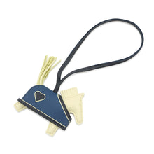 Load image into Gallery viewer, HERMES Rodeo Loveo Cool Jaune Milton/Blue Tie/Blue Nuit Lambskin Swift Leather Size PM