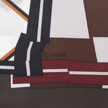 将图像加载到图库查看器中,HERMES Scarf Carre Camail Check Size 90 White/Chocolat/Blue・MarineH004233S 06 Silk 100%