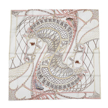 Load image into Gallery viewer, HERMES Carre Hephaestus's Horse Chevaux d'Hephaistos Size 90 White/Bronze/Bois de Rose Silk100%