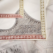 Load image into Gallery viewer, HERMES Carre Hephaestus's Horse Chevaux d'Hephaistos Size 90 White/Bronze/Bois de Rose Silk100%