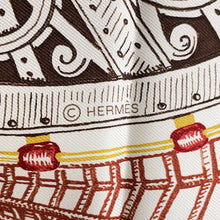 Load image into Gallery viewer, HERMES Carre Hephaestus's Horse Chevaux d'Hephaistos Size 90 White/Bronze/Bois de Rose Silk100%