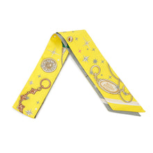 Load image into Gallery viewer, HERMES Twilly C'est La Fete Jaune Vif/Vert/Gray Silk