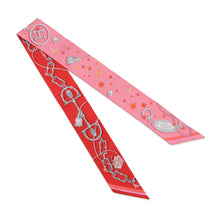 Load image into Gallery viewer, HERMES Twilly C'est la Fête Rose Bonbon / Orange / Red Silk100%