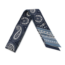 Load image into Gallery viewer, HERMES Twilly CHEVAL DE COEUR BANDA Breeze Jean / Blue Marine / WhiteH064259S 01 Silk100%