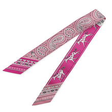 将图像加载到图库查看器中,HERMES Twilly 《Cheval de Coeur Bandana》 Fuchsia / Vieux Rose / White Silk100%