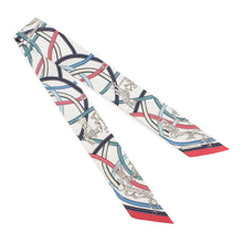 Load image into Gallery viewer, HERMES Twilly Legendary Harness White / Blue Jean / Bois de RoseH064299S Silk100%