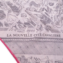 Load image into Gallery viewer, HERMES Carre Géant La Nouvelle Cite Cavaliere Size 140 White/Gray/Pink Cashmere70% Silk30%