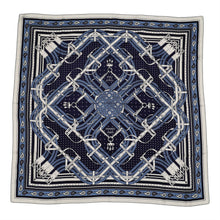 Load image into Gallery viewer, HERMES Giant Square MORS A JOUETS BANDANA Size 140 Navy Blue/White/Denim Blue Cashmere70% Silk30%