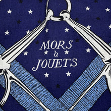 Load image into Gallery viewer, HERMES Giant Square MORS A JOUETS BANDANA Size 140 Navy Blue/White/Denim Blue Cashmere70% Silk30%