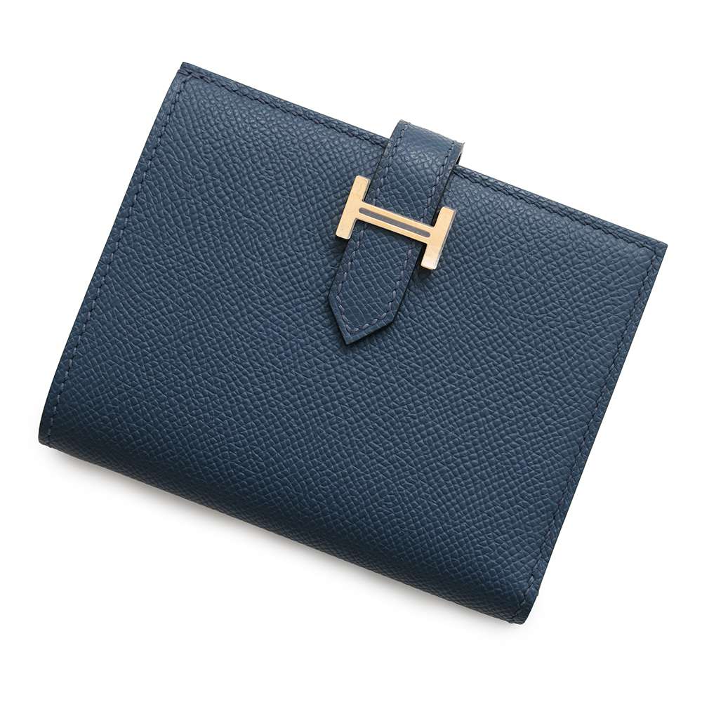 HERMES BEAN Compact Blue de Prusse Epsom