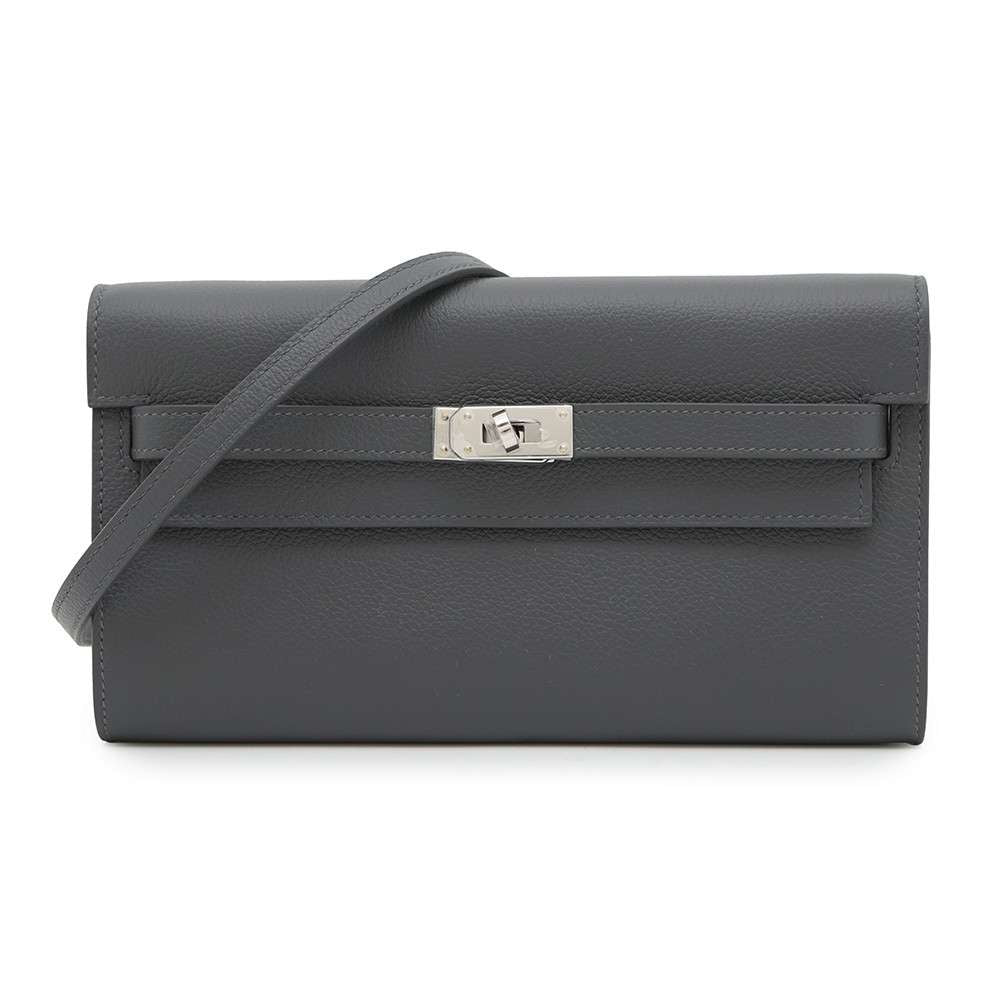 HERMES Kelly wallet long to go Ardoise Evercolor