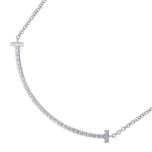 将图像加载到图库查看器中，TIFFANY&amp;Co. T Smile Pendant Necklace Size Small63058793 18K White Gold
