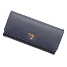 将图像加载到图库查看器中，PRADA Saffiano Leather Long Wallet Navy1MH132 Leather
