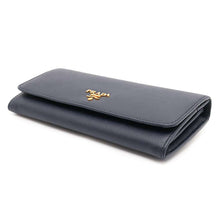 将图像加载到图库查看器中，PRADA Saffiano Leather Long Wallet Navy1MH132 Leather
