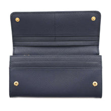 将图像加载到图库查看器中，PRADA Saffiano Leather Long Wallet Navy1MH132 Leather
