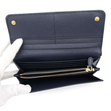 将图像加载到图库查看器中，PRADA Saffiano Leather Long Wallet Navy1MH132 Leather
