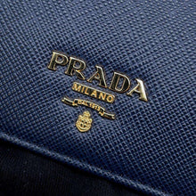 将图像加载到图库查看器中，PRADA Saffiano Leather Long Wallet Navy1MH132 Leather
