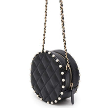 Load image into Gallery viewer, CHANEL Pearl Round ChainShoulder Bag Black AP1050 Lambskin Faux Pearl
