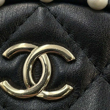 Load image into Gallery viewer, CHANEL Pearl Round ChainShoulder Bag Black AP1050 Lambskin Faux Pearl
