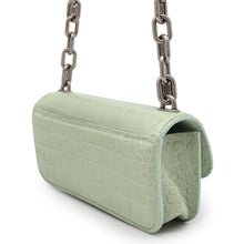 将图像加载到图库查看器中，BALENCIAGA Logo Shoulder Bag Light Green679863 Embossed Leather
