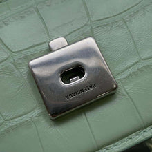 将图像加载到图库查看器中，BALENCIAGA Logo Shoulder Bag Light Green679863 Embossed Leather
