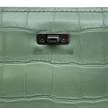 将图像加载到图库查看器中，BALENCIAGA Logo Shoulder Bag Light Green679863 Embossed Leather
