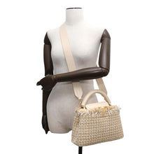 Load image into Gallery viewer, LOUIS VUITTON Capucines BeigeM22181 Tweed Raffia Cotton Ribbon Lurex Yarn Size BB
