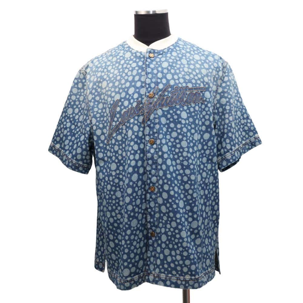 LOUIS VUITTON LVxYK Infinity Dot Short Sleeve Blouson Size XL Blue1AB6O5 Cotton