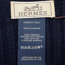 Load image into Gallery viewer, HERMES Maillot Shadow Scarf Marine Cashmere100% Leather
