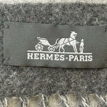 将图像加载到图库查看器中，HERMES Scarf《Sangle a Boucle》 Antogracito/Gris Clair Cashmere100%
