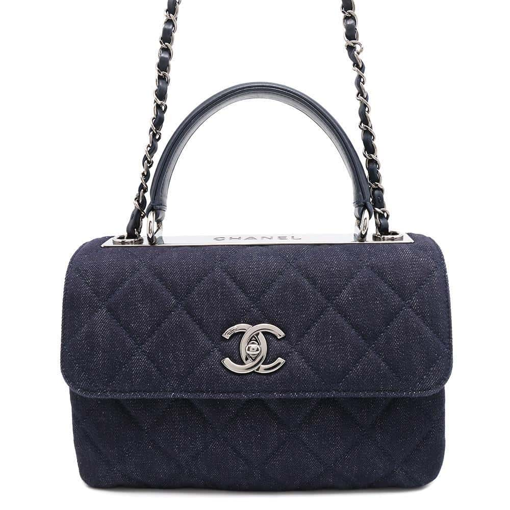 CHANEL Trendy CC 2WAY Chain Shoulder NavyA92236 Denim Size Small