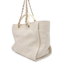 Load image into Gallery viewer, CHANEL Deauville 2WAYTote Bag Ivory/GoldA66941 Tweed Size GM
