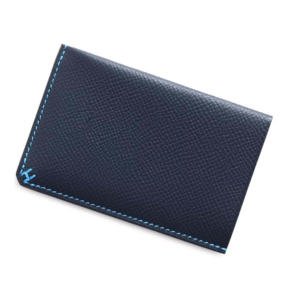 HERMES HSellier Card Case Verso Blue Indigo / Blue Zelj Epsom