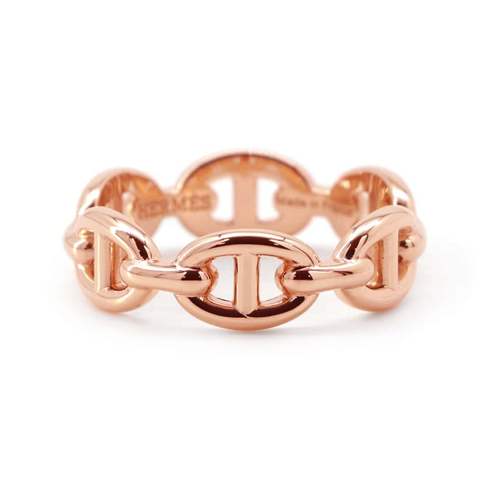 HERMES Chaine d'Ancre Anchene Ring Size 52/#12 PM 18K Pink Gold