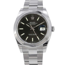 将图像加载到图库查看器中，ROLEX Datejust 41 W41mm Stainless Steel Bright Black Dial126300
