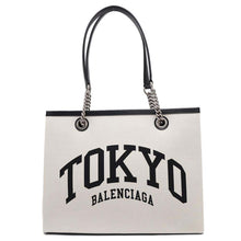 Load image into Gallery viewer, BALENCIAGA CITIES TOKYO Duty Free Tote Natural/Black759973 Canvas Leather Size M
